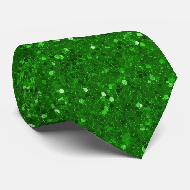 Cravate Motif pailleté vert scintillant (Roulé)