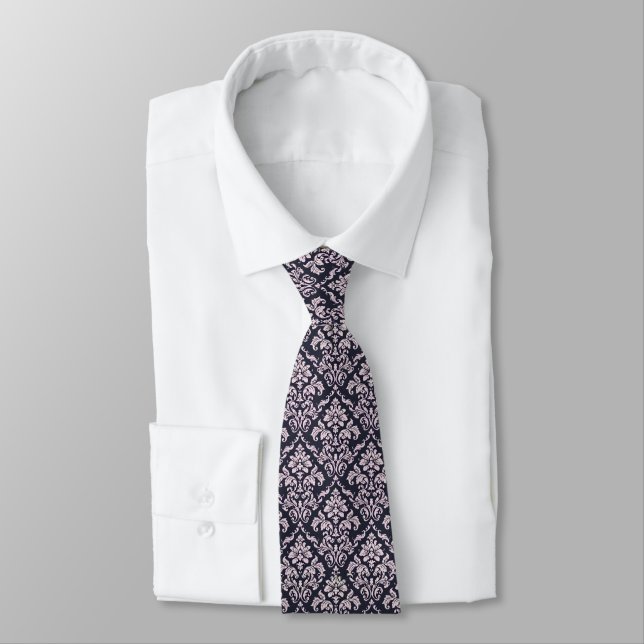 Cravate Motif Paisley Baroque Damassé Navy (Attaché)