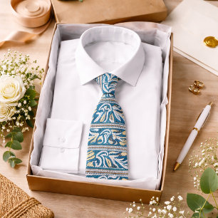 Cravate Motif Paisley Bleu Style Élégant Classique Vintage