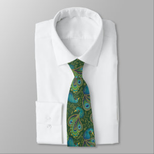 Cravate Motif Paisley Paon Vert