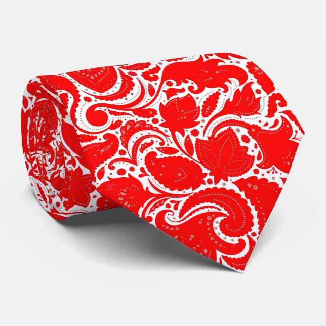 Cravate Motif paisley rouge (Roulé)