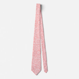 Cravate Motif Paisley vintage rose et blanc