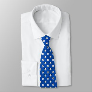 Cravate Motif Panda minimaliste - Bleu Cobalt