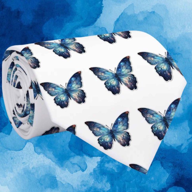 Cravate Motif Papillon Bleu (Créateur téléchargé)