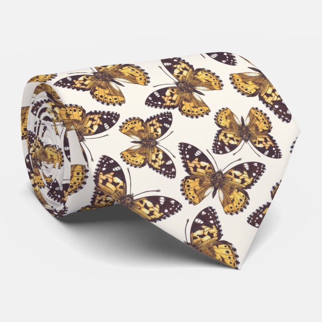 Cravate Motif papillon de femme peinte (Roulé)