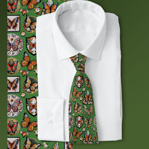 Cravate Motif Papillon Vert pour les Amoureux de la Nature
