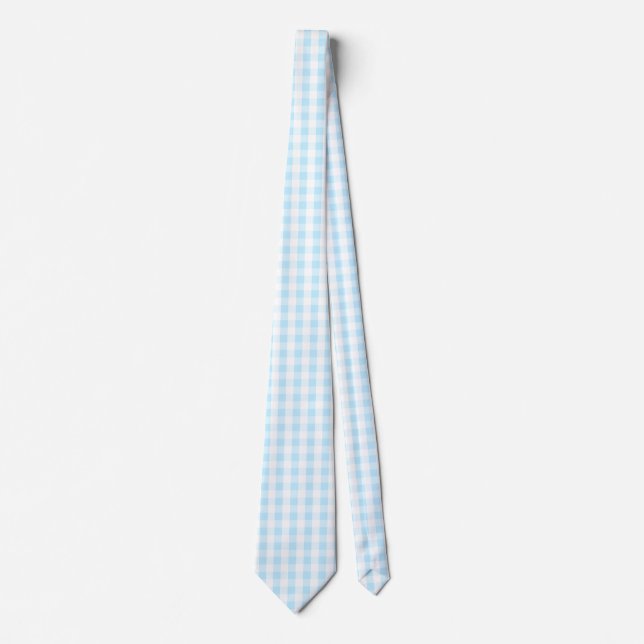 Cravate Motif Pastel Blue et White En vichy (Devant)
