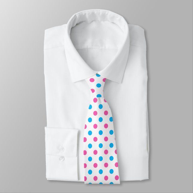 Cravate Motif Pastel Rose Bleu à pois (Attaché)