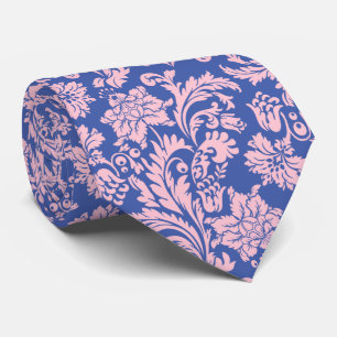 Cravate Motif Pastel rose & bleu Floral Damask