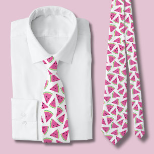 Cravate Motif Pastèque Rose