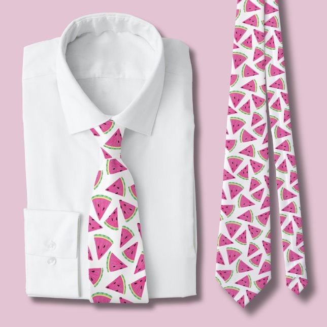 Cravate Motif Pastèque Rose (watermelon Fruit pattern tie)