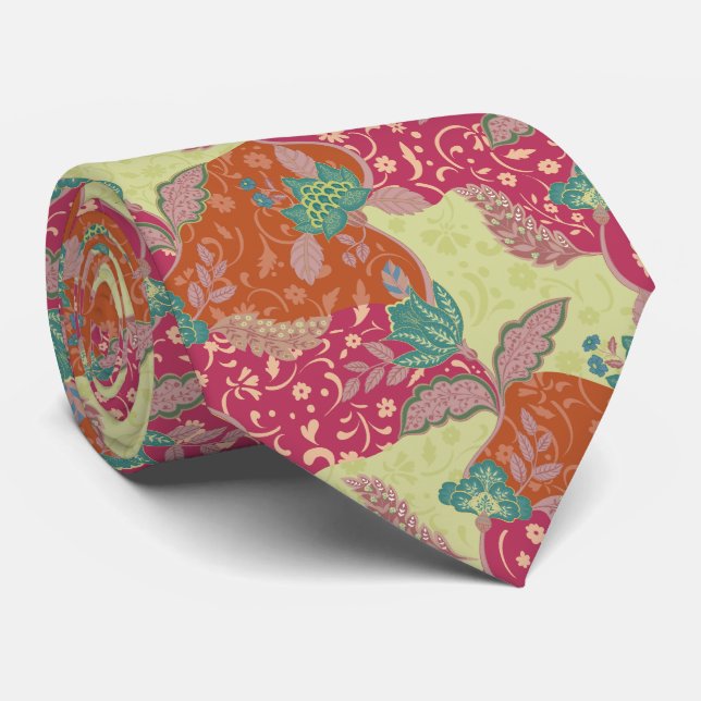 Cravate Motif patchwork coloré bohème  (Roulé)