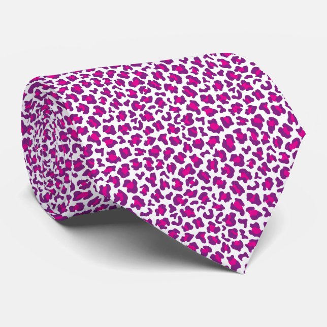 Cravate motif peau de léopard rose (Roulé)