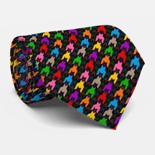 Cravate Motif pied-de-poule coloré noir 