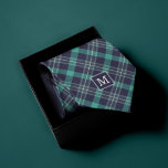 Cravate Motif Plaid bleu et vert Monogramme<br><div class="desc">Motif Plaid bleu et vert Design monogramme.</div>