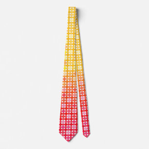Cravate Motif plaid dégradé jaune rouge