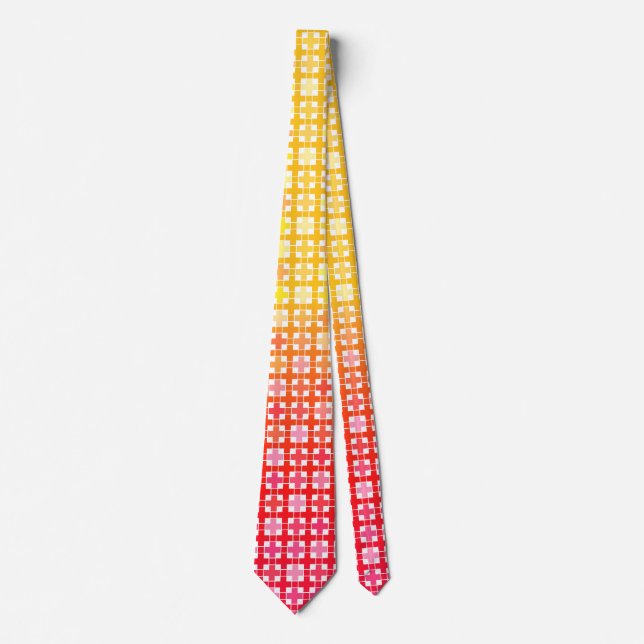Cravate Motif plaid dégradé jaune rouge (Devant)