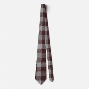 Cravate Motif Plaid Maroon, Grey et Taupe