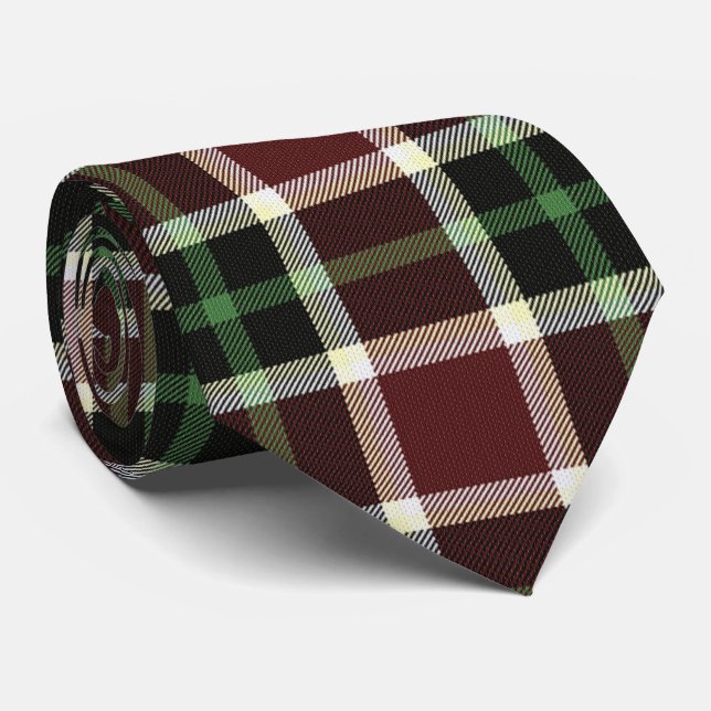 Cravate Motif plat bleu Tartan blanc foncé bordeaux (Roulé)