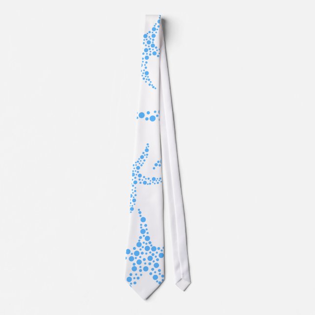 Cravate Motif pointillé d'étoiles de mer dans bleu et (Devant)