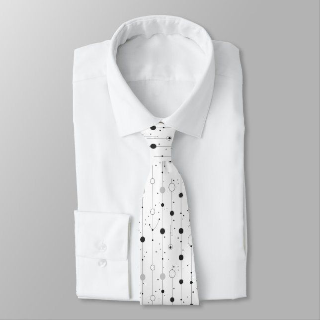 Cravate Motif pointillé noir et blanc (Attaché)