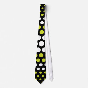 Cravate Motif Pois moderne Acid vert & blanc