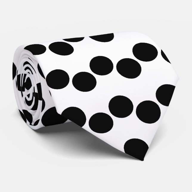 Cravate Motif Pois noir blanc (Roulé)