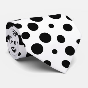 Cravate Motif Pois noir sur blanc
