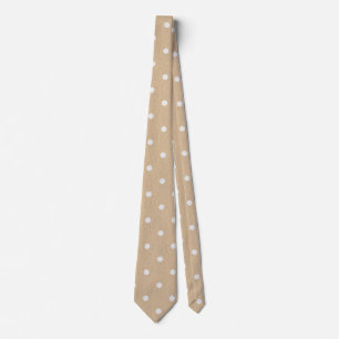 Cravate Motif Polka blanc beige neutre