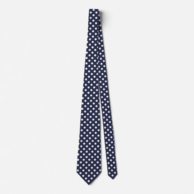 Cravate Motif Polka bleu et blanc (Devant)