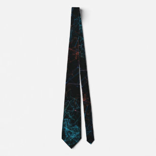 Cravate Motif Polygonal Rose Et Bleu
