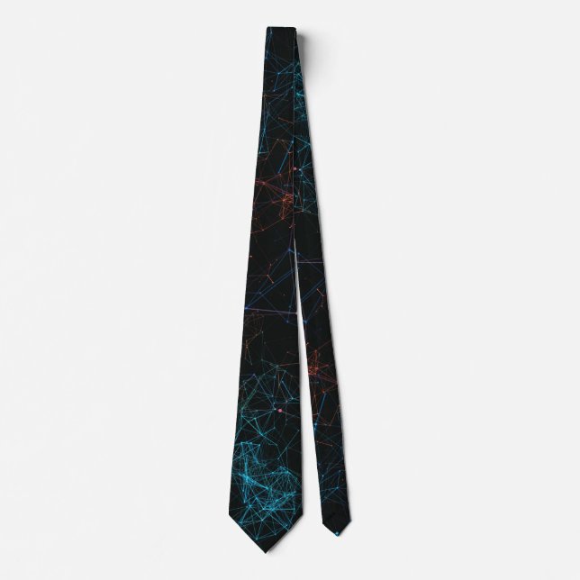 Cravate Motif Polygonal Rose Et Bleu (Devant)