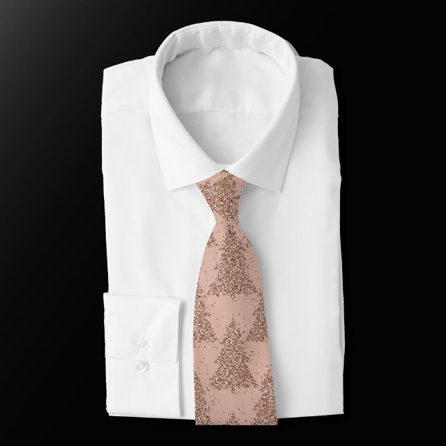 Cravate Motif Posh Tree | Glam Rose Gold Blush Noël (Créateur téléchargé)