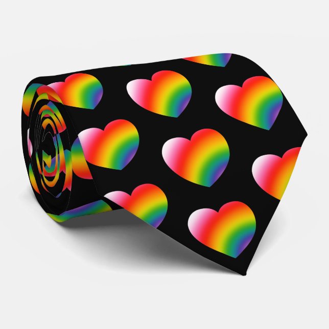 Cravate Motif Rainbow Gradient Hearts (Roulé)
