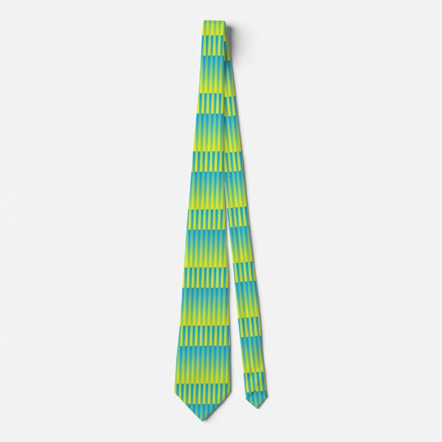 Cravate Motif rayé bleu jaune vert (Devant)
