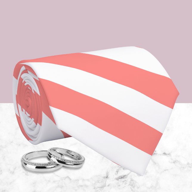 Cravate Motif rayé corail blanc élégant (Créateur téléchargé)