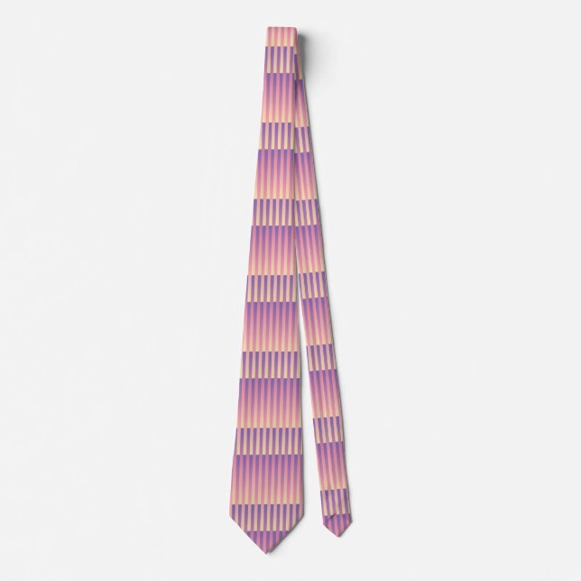 Cravate Motif rayé jaune violet rose  (Devant)