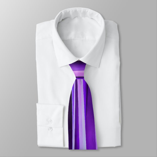 Cravate Motif rayé luxueux lilas, violet et argent (Attaché)