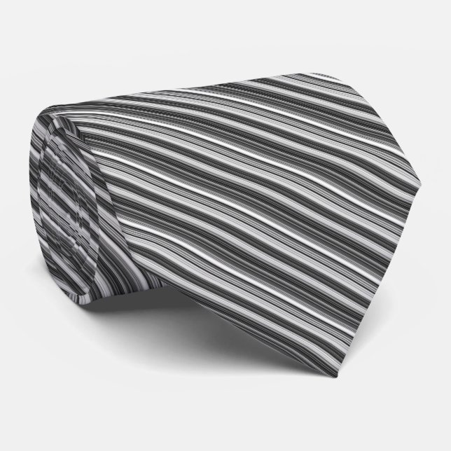 Cravate Motif rayé noir blanc gris (Roulé)