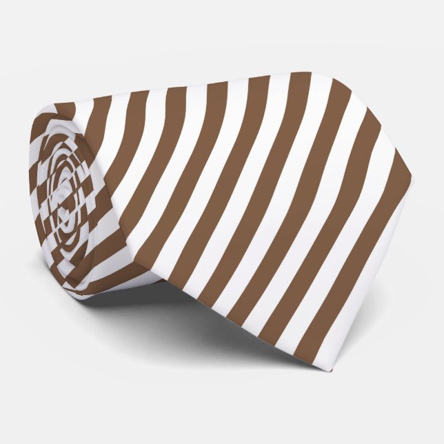 Cravate Motif rayure blanche marron cool  (Roulé)