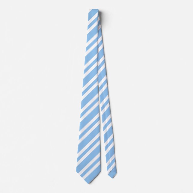 Cravate Motif Rayures Bleu Blanc (Devant)