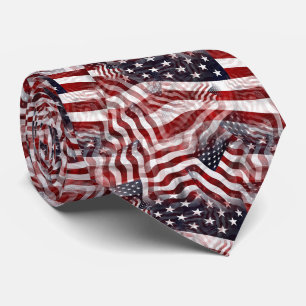 Cravate Motif rayures étoiles rouge blanc bleu drapeau amé