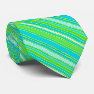Cravate Motif rayures vert citron aqua turquoise tendance