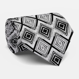 Cravate Motif rectangulaire noir et blanc cool