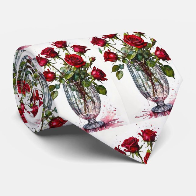 Cravate Motif Red Roses (Roulé)