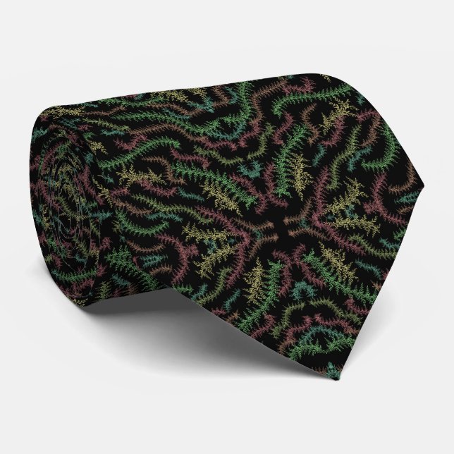 Cravate Motif répétitif de feuilles tombées avec des coule (Roulé)