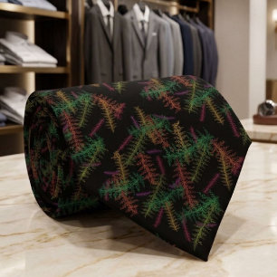 Cravate Motif Répétitif de Feuilles Tombées Colorées sur F