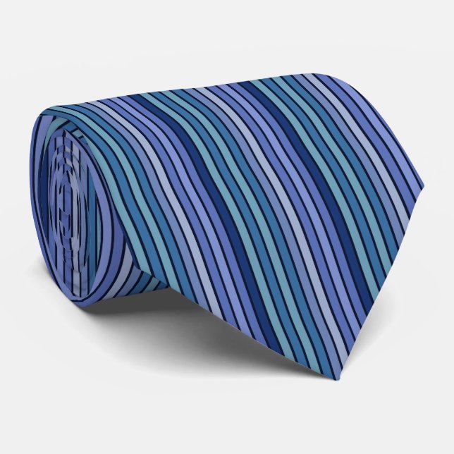 Cravate Motif Répétitif de Rayures Classiques Bleues (Roulé)