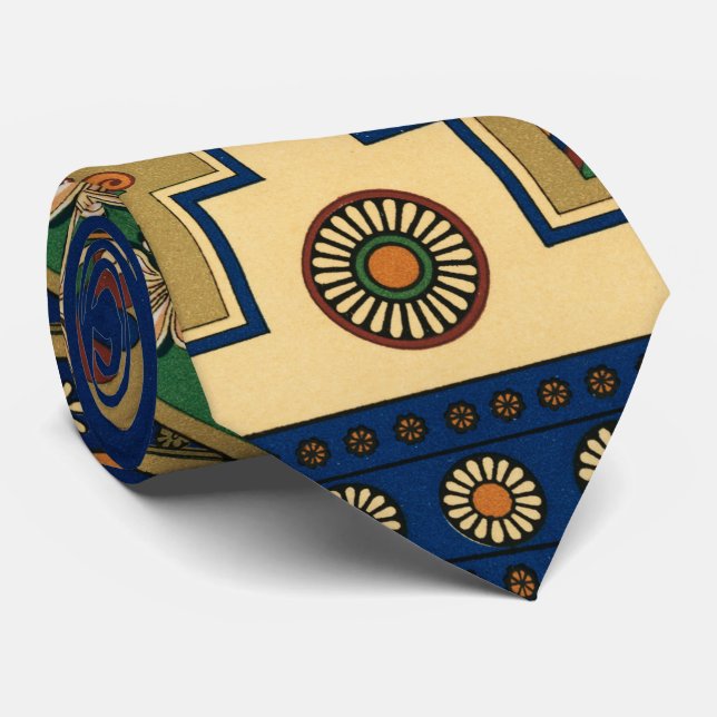 Cravate motif rétro assyrien (Roulé)