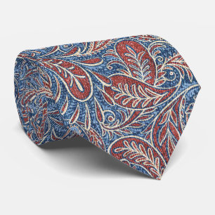 Cravate Motif Retro Blue Red Paisley